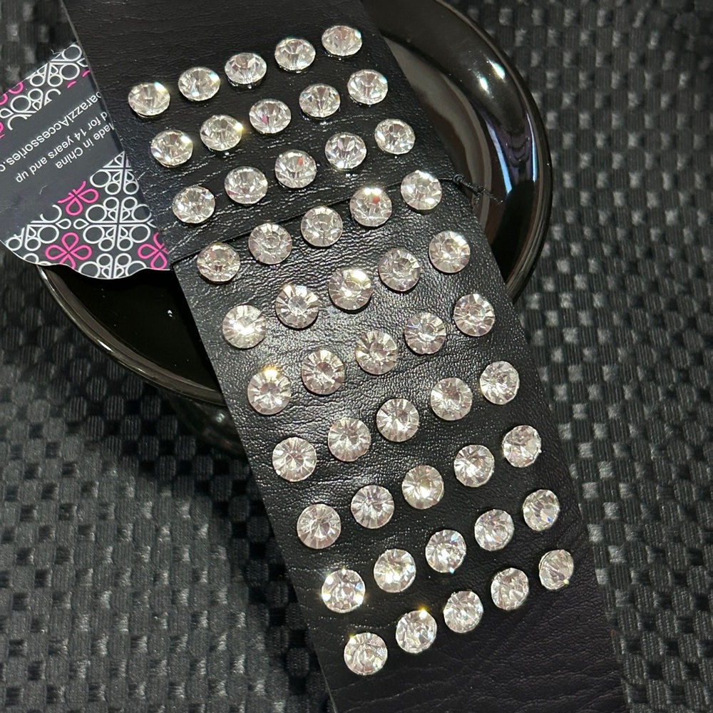 Paparazzi “Mama Said Knock You Out” Black Leather Wrap with bling